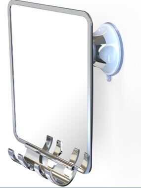 Luxo Shower Mirror, Shower Mirror Fogless for Shaving with a Removable Razor Hol